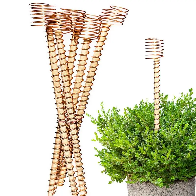 6Pcs Electroculture Plant Stakes Wood Rod Garden Plants Vegetables Growing Electro Culture Gardening Copper Wire Coil Antennas