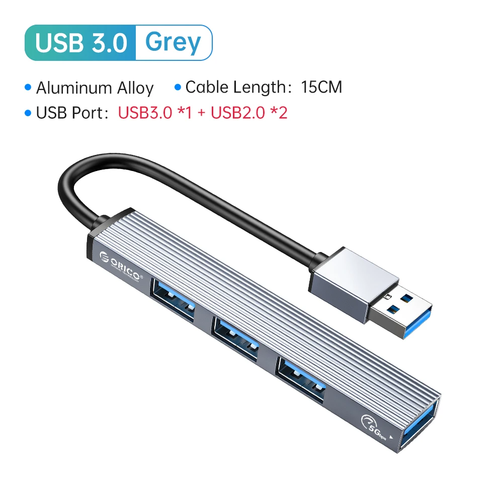 ORICO USB C Hub 4-poorten USB Type C naar USB 3.0 Hub Splitter Adapter Aluminium Type C HUB voor MacBook Pro iPad Pro Samsung Xiaomi