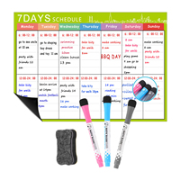 Magnetic Dry Erase Calendar Whiteboard Fridge Magnet Flexible Daily Message Stickers with 3 Board Pen 1 for Weekly Organizer