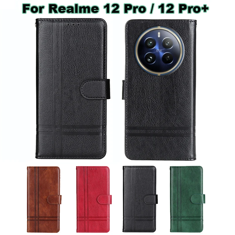 Flip Case For Realme 12 Pro+Funda Wallet Cover For Realme 12 Pro RMX3842 RMX3843 Coque on Etui Realmi 12Pro Plus RMX3840 RMX3841