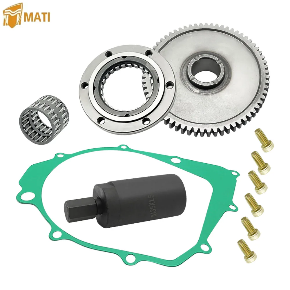 Starter Starting Clutch One Way Gear Bearing Gasket Flywheel Puller Kit for Yamaha Warrior 350 Raptor 350 Big Bear 350 Kodiak400