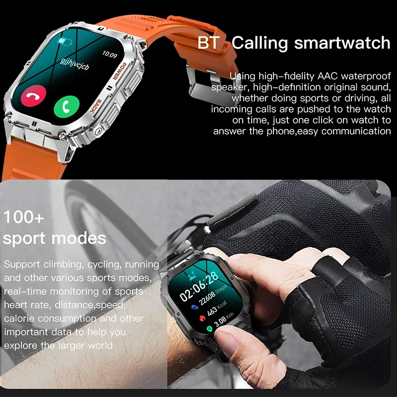 GEJIAN Men's New Smart Watch 1.96-inch AMOLED HD Large Screen 5.0 Bluetooth Multi sport Mode Men's 2025 New Smart Call Watch