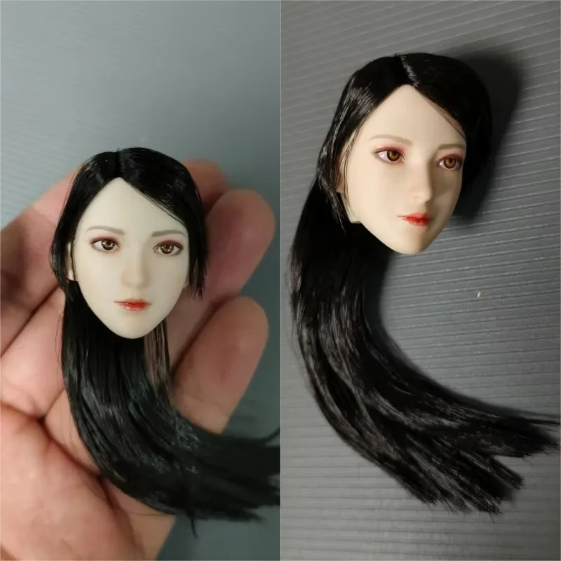 

SET075 1/6 Scale Black Long Hair Female Soldier Head Carving for 12" Action Figures Pale/usual Skin Body