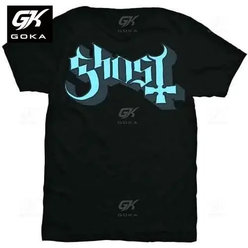 Ghost Blue Grey Keyline Logo Graphic T Shirts for Mens Clothing Cotton Tees Women Vintage Tops Printed T-shirt Classic Tshirt