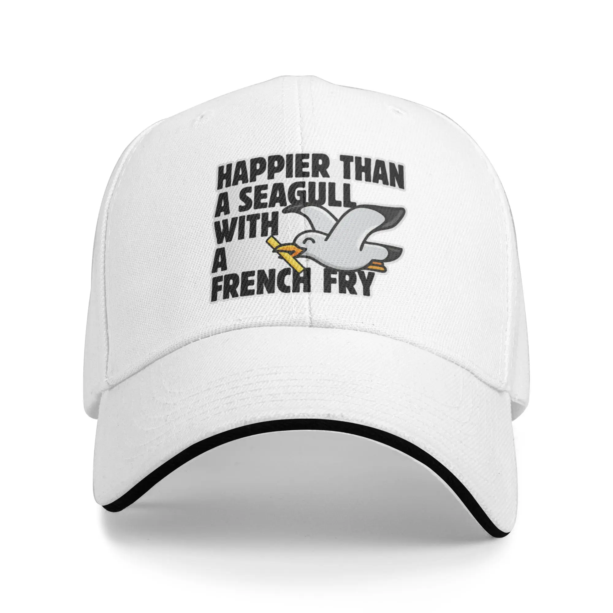 Happier Than A Seagull With A French Fry Gift For Children Men Women A Baseball Cap Hat