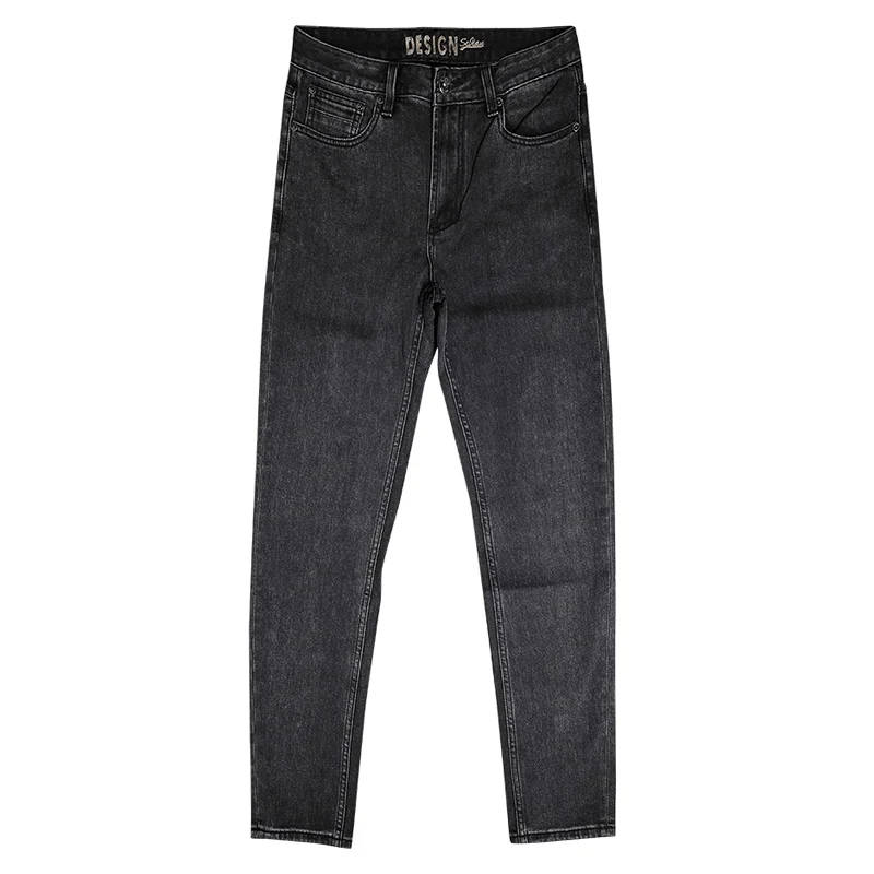 Korean Style Fashion Men Jeans Retro Black Gray Elastic Slim Fit Casual Denim Pants Hombre Vintage Designer Jeans Men Trousers