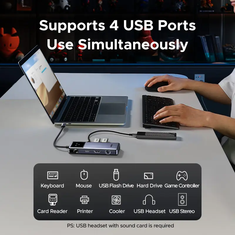 UGREEN Uno USB C HUB Type-C to 4K60Hz 2K120Hz HDMI 1000Mbps RJ45 PD100W USB-A/C 3.0 Splitter for Laptop MacBook HP Dell Docking - 5