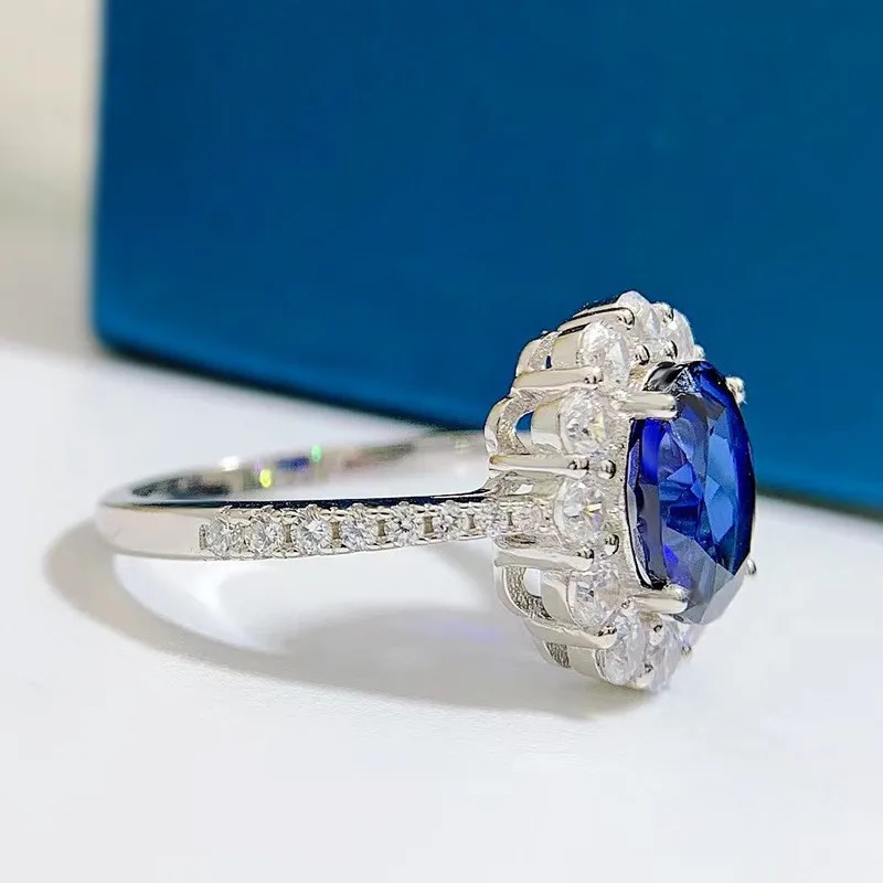 Neuer Ring aus 925er-Sterlingsilber, blauer Edelstein für Damen, Hochzeit, Schmuck, Verlobungsring, Party, modisch, Top-Qualität – Detail 3