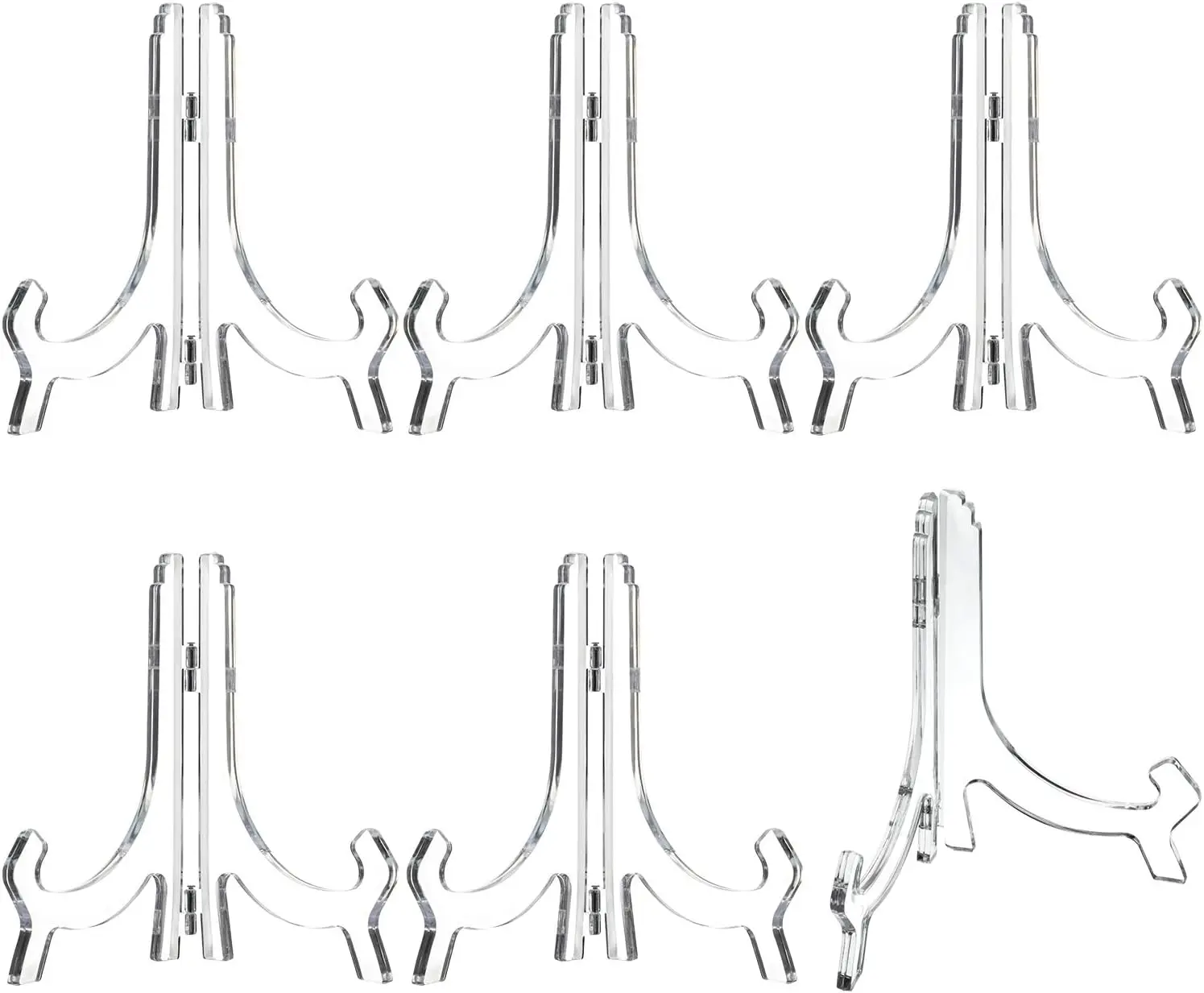 

6 Pack 7 Inch Clear Acrylic Easel Stand Display Stand for Photo Picture Frame Book