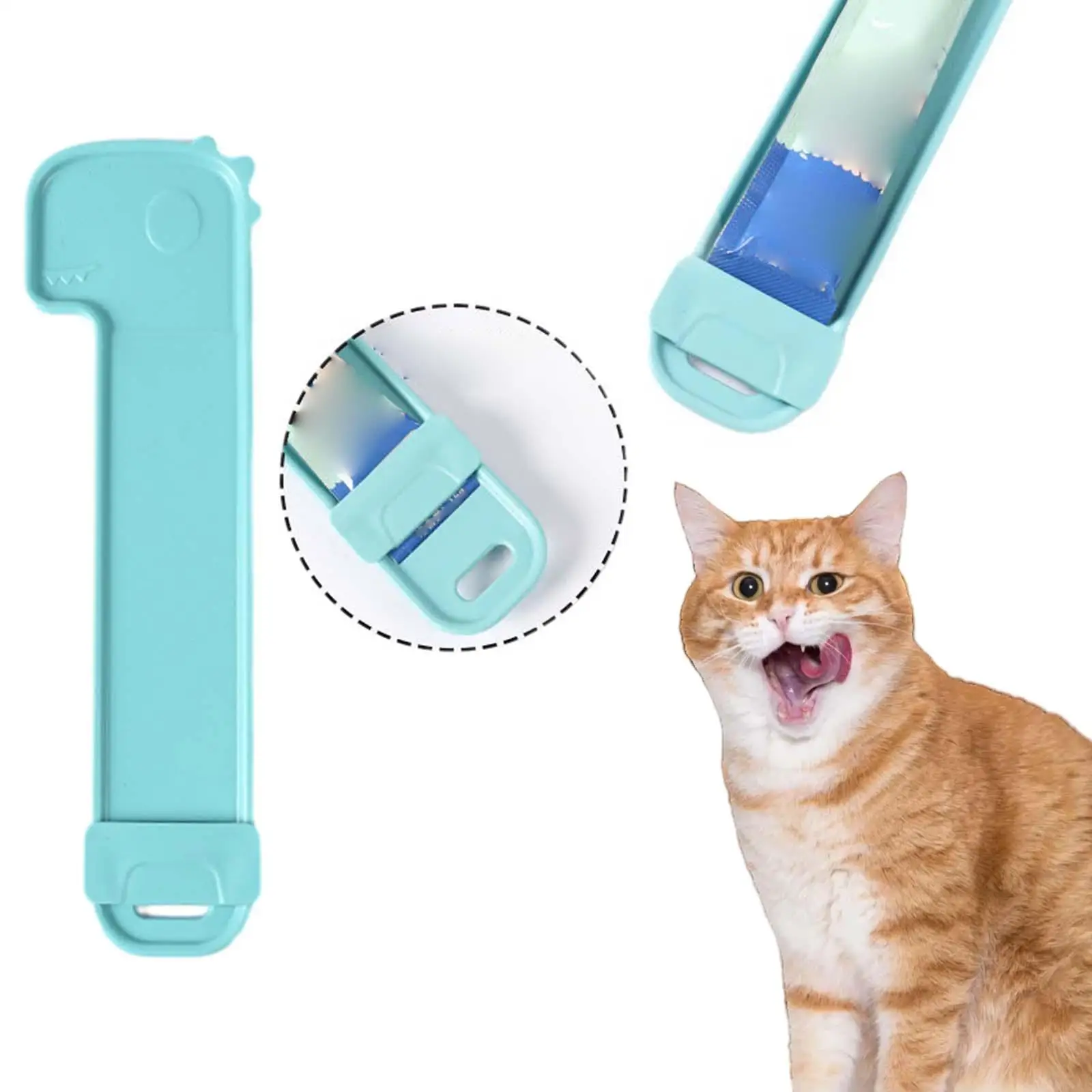 2-6pack Cat Strip Squeeze Spoon Lightweight Multifunctional Portable Pet Food