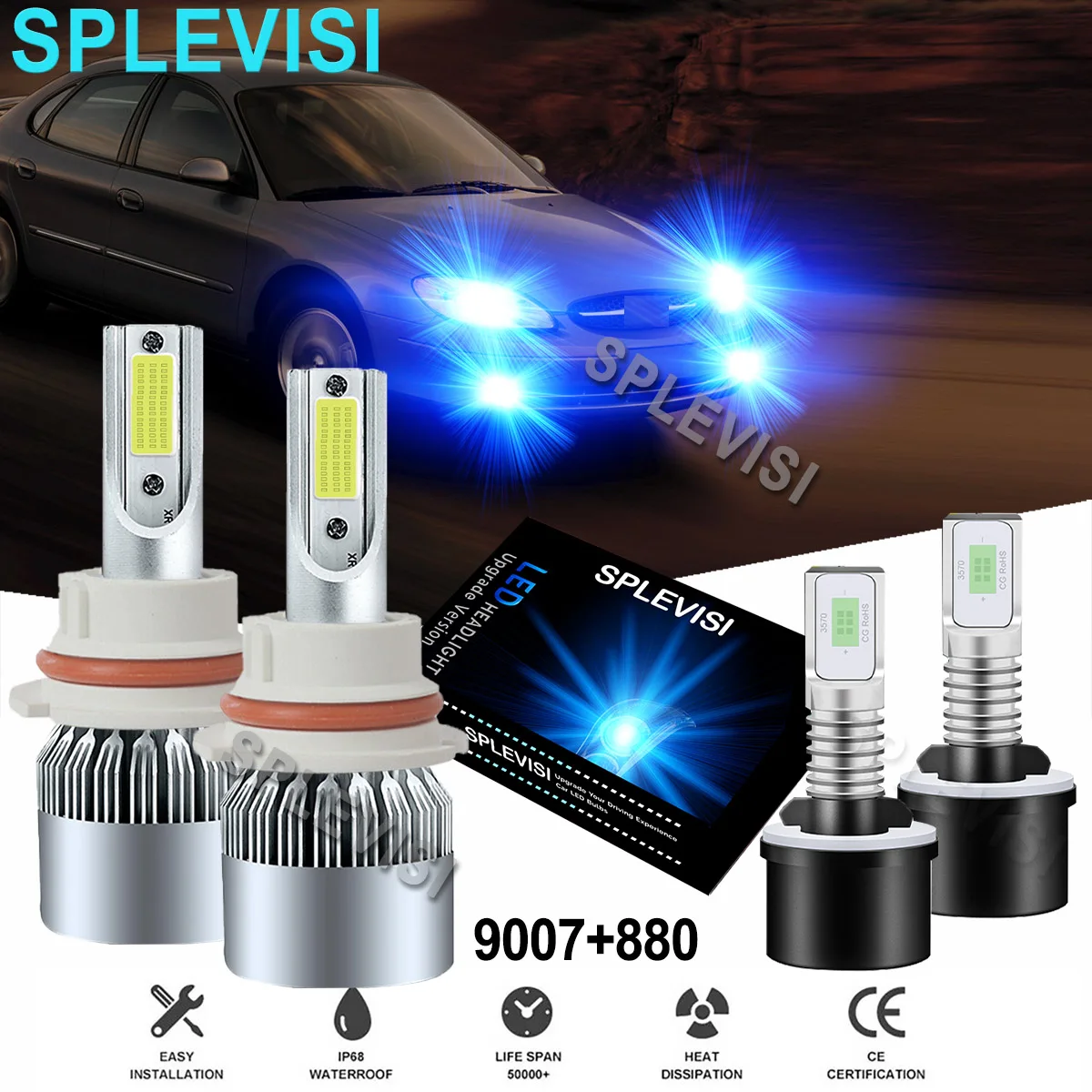 4x LED Ice Blue Car Headlight Fog Light Bulbs For Ford Ford Mustang Gt Svt Cobra 1994-1997 1998 1999 2000 2001 2002 2003 2004