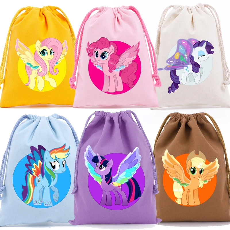 

Сумка на шнурке My Little Pony, милые подарочные пакеты с единорогами, детский дорожный кошелек для монет, школьный пенал для детей, женская косметичка