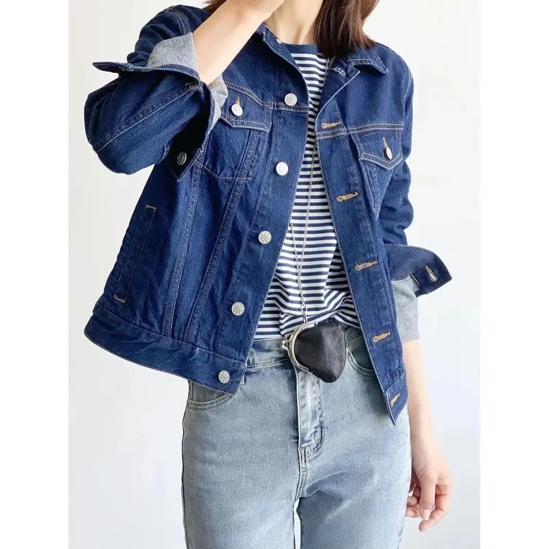 

Spring Summer Women's Casual Button Front Flap ket Denim Jaet Cleanfit Sle ort Outerwear for Middle-aged Ladies