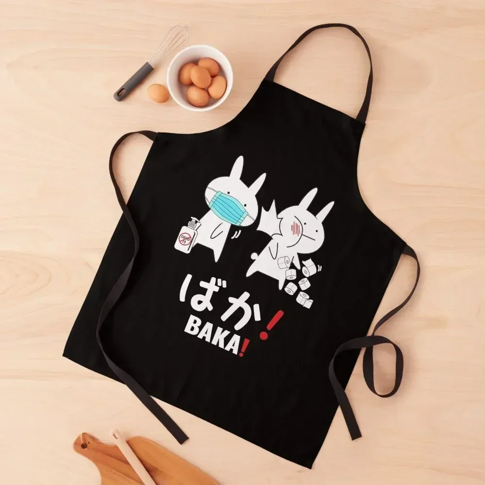 Funny Anime Rabbit Baka Slap! Toilet Paper Shortage! Baka Gifts Apron Women's Home Clothes for women with pocket Apron