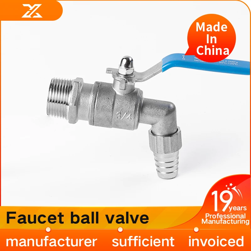 304 stainless steel faucet ball valve, water pipe, water heating outlet, drain valve switch, 4 minutes, 6 minutes, 1 inch, dn15