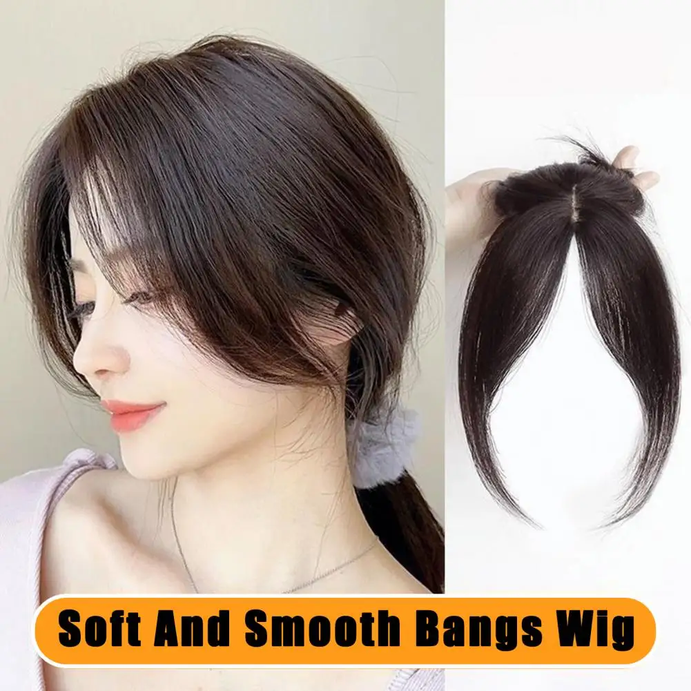 

25cm Lady Clip-in Bangs Natural Look Wispy 3D French Bangs Forehead Hair Extensions Black Brown Side Bangs Fringe Wig Hairpieces