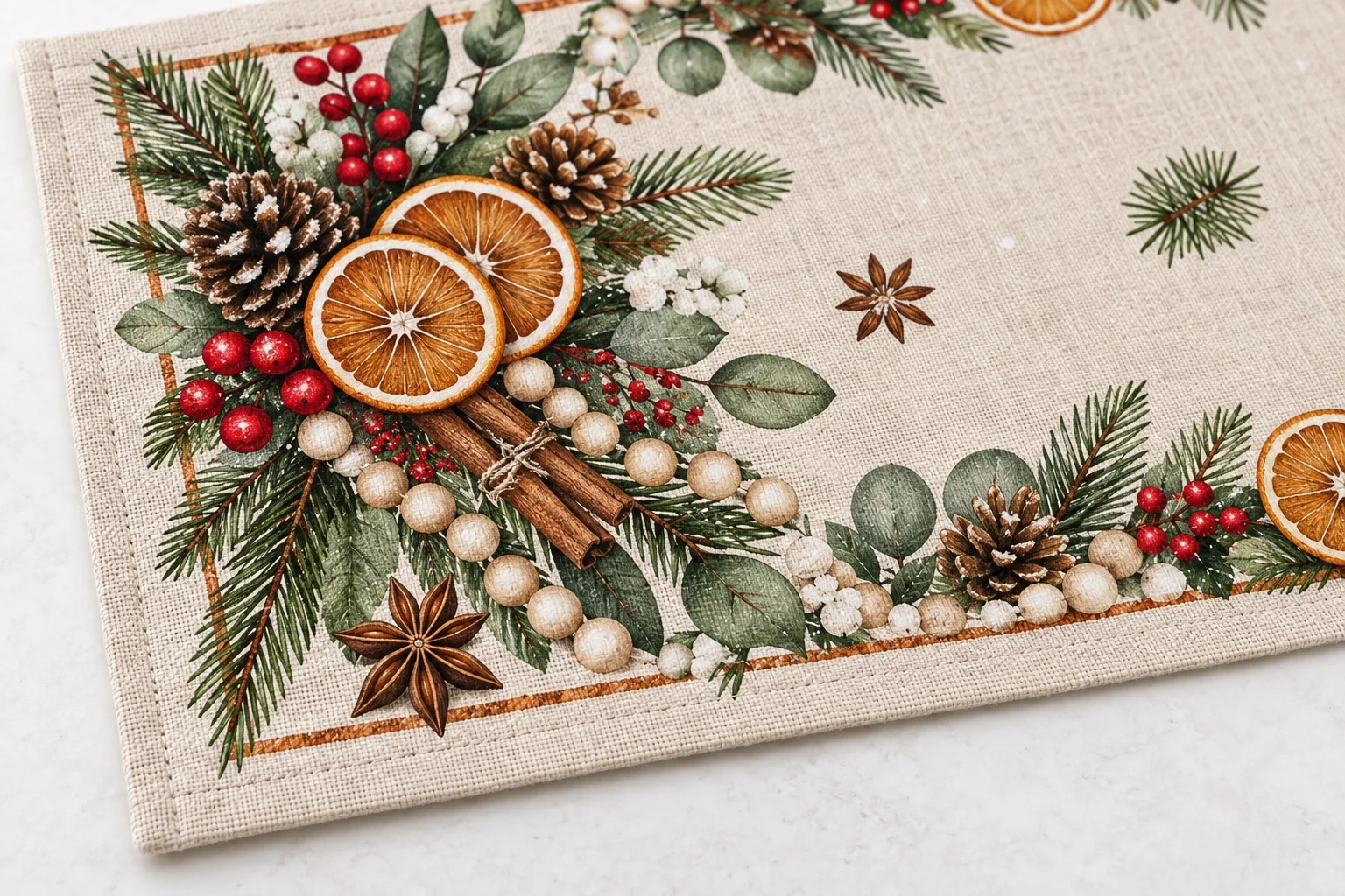 Taplak Meja Natal dengan Motif - Eucalyptus Preserved ulasan dan harga