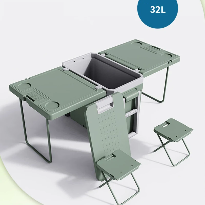 

Folding Ice Box Table Set Camping Outdoor 32L Ice Box Table Combo
