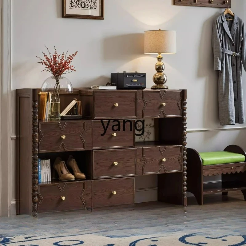 

Lh American Style Solid Wood Extendable Shoe Cabinet Home Entrance Storage Cabinet Indoor Decorative Cabinet
