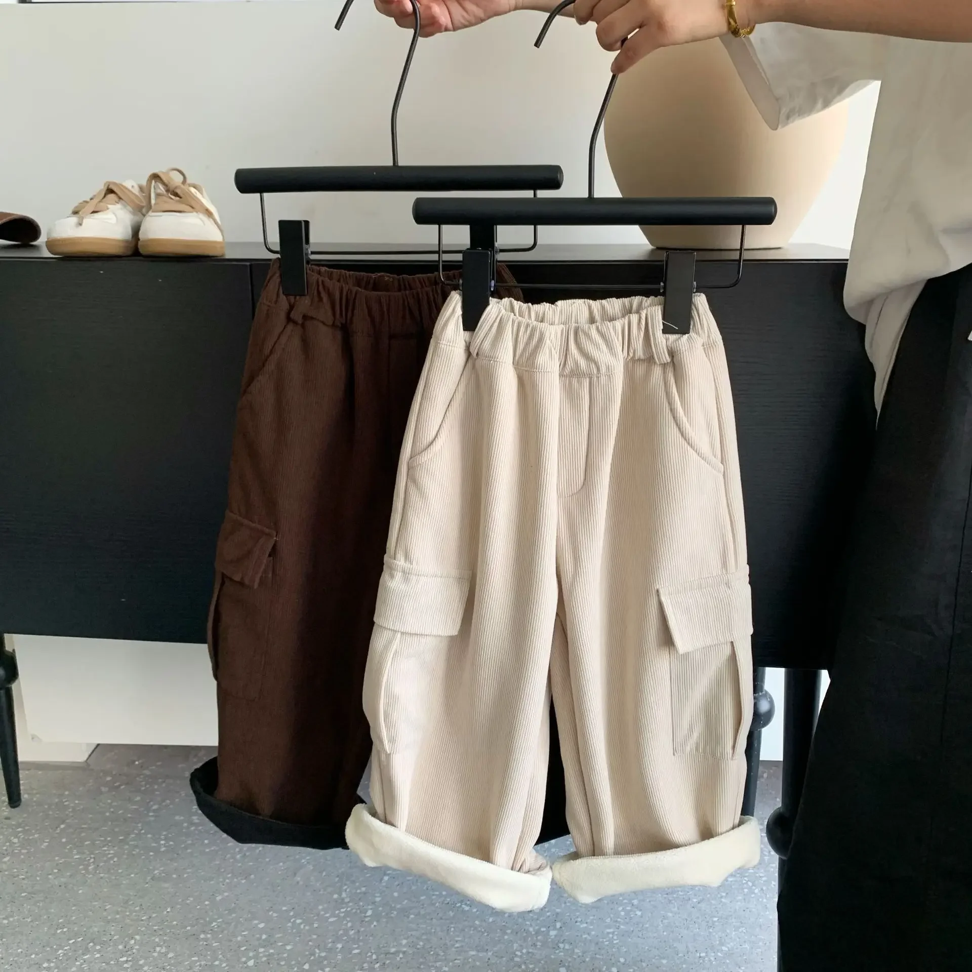 

Children Clothing Kids Pants Korean Style Boy Autumn and Winter 2023 New Fashionable Casual Thick Velvet Warm Pants