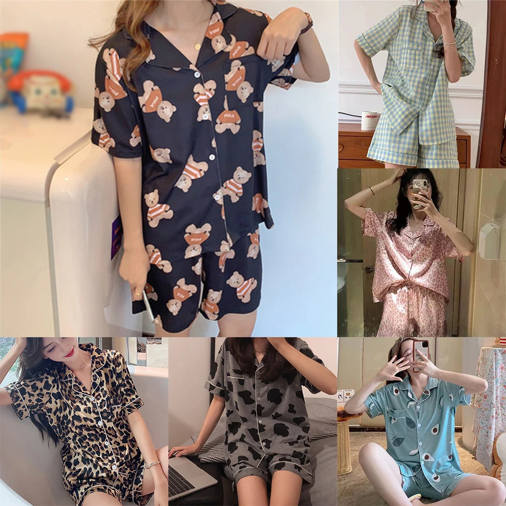 

Summer Short Sleeved Shorts Korean Version Two-piece Set Of Rabbit Pattern Pajamas For Women's Cute And Sweet Home Wear Pyjamas