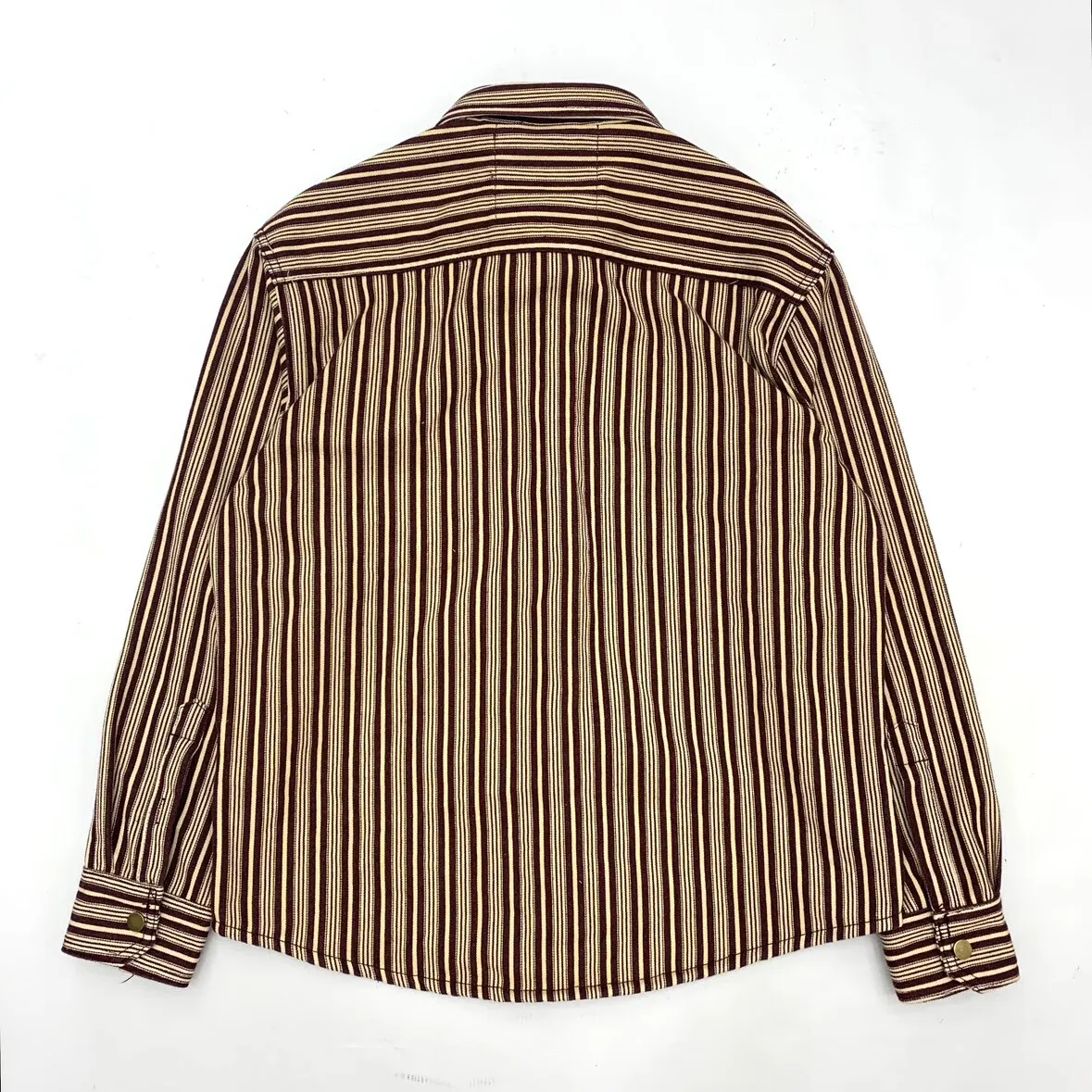 2026 Spring New American Retro Heavyweight Stripe Long-Sleeve Lapel Shirt Men's Simple Fashion Washed Multi-pocket Casual Blouse