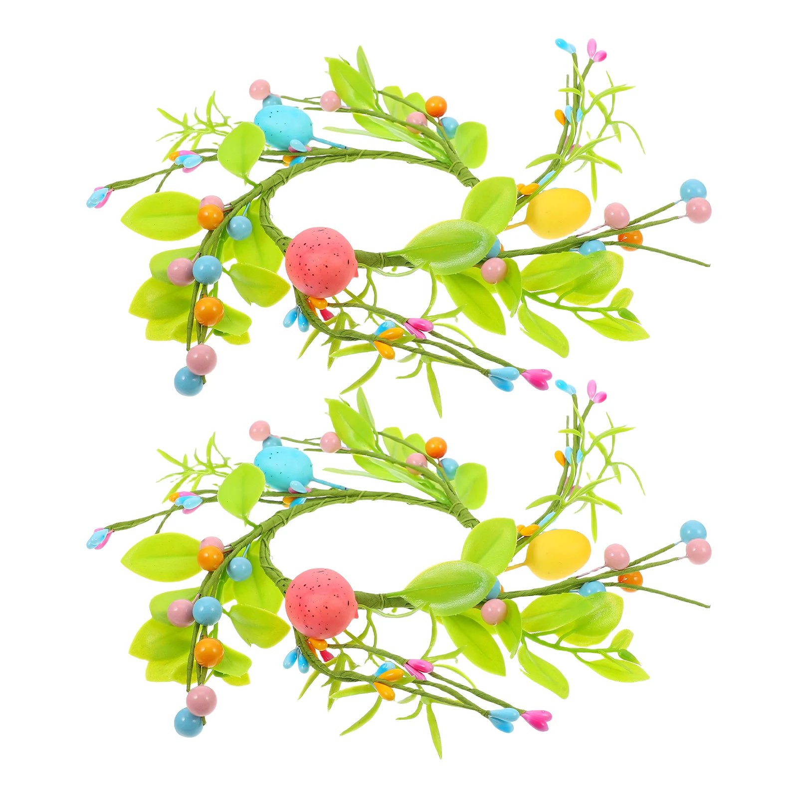 

2Pcs Easter C Wreath Ring Decorations Spring Party Home Centerpiece Table Fireplace Layout Pillar C EasterDecoration