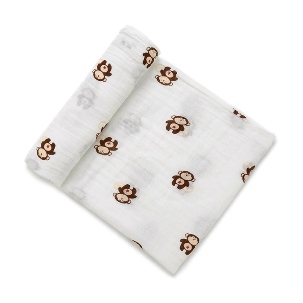 Newborn Baby Infant Muslin Gauze Cotton Swaddle Blanket Wrapping (Littie Bee)