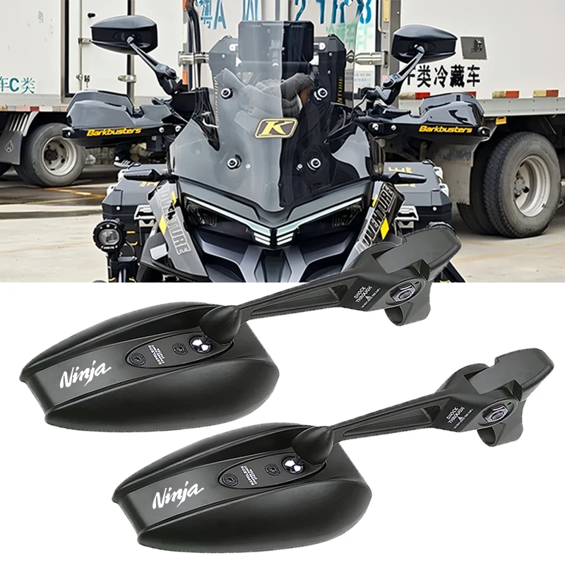 مرايا الرؤية الخلفية للدراجات النارية العالمية قابلة للطي 360 درجة ° تعديل لملحقات كاواساكي نينجا نينجا 1000 400 نينجا 250 600 H2 #1