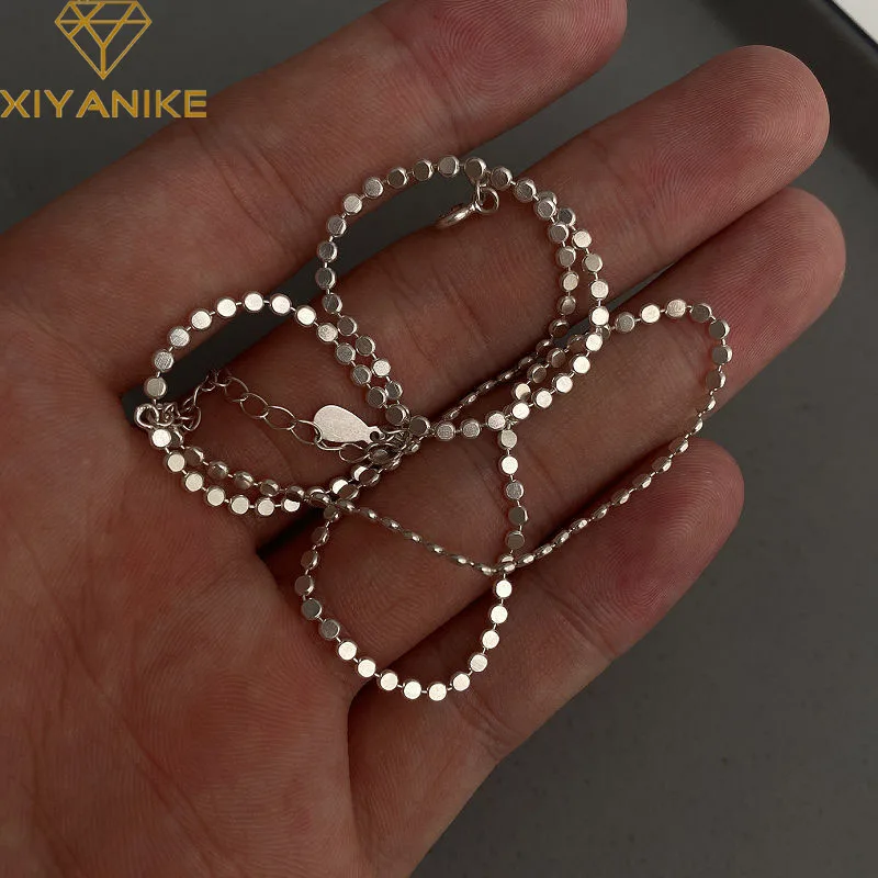 Xiyanike einfache runde Stück Kette Halskette für Frauen Mädchen Luxus Mode neuen Schmuck Damen Geschenk Geburtstags feier Collier Femme