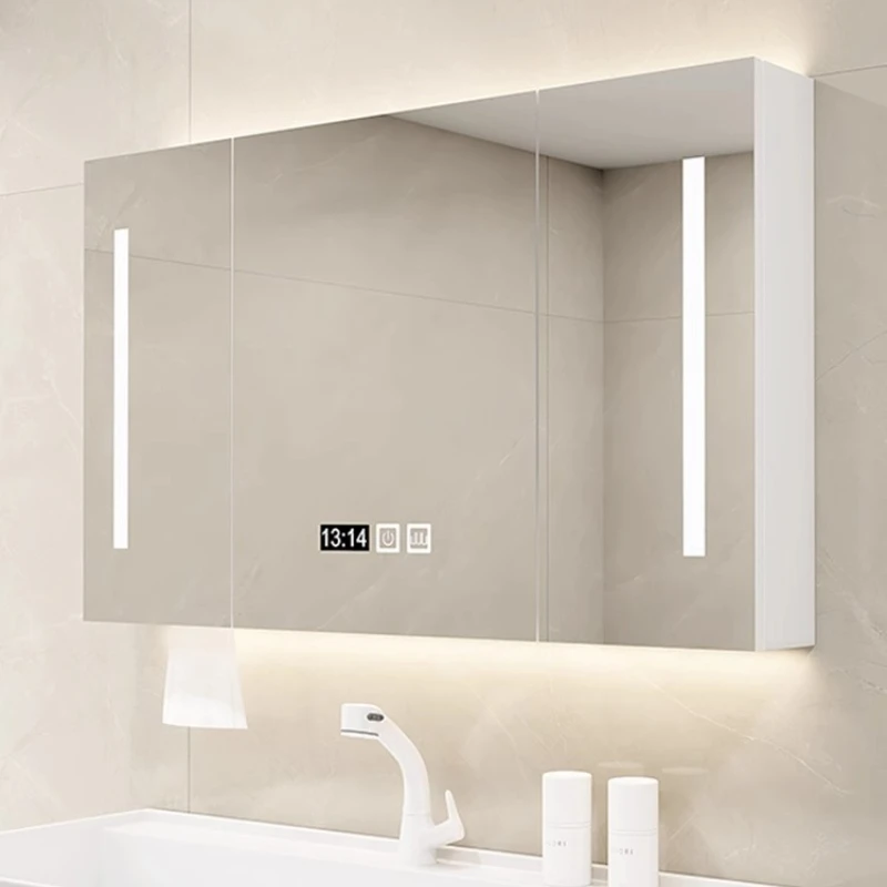 

Умный светодиодный зеркальный шкаф для ванной комнаты, настенный светильник для туалетного столика, светодиодный светильник, противотуманный сенсорный датчик, зеркало для бритья, домашнее зеркало