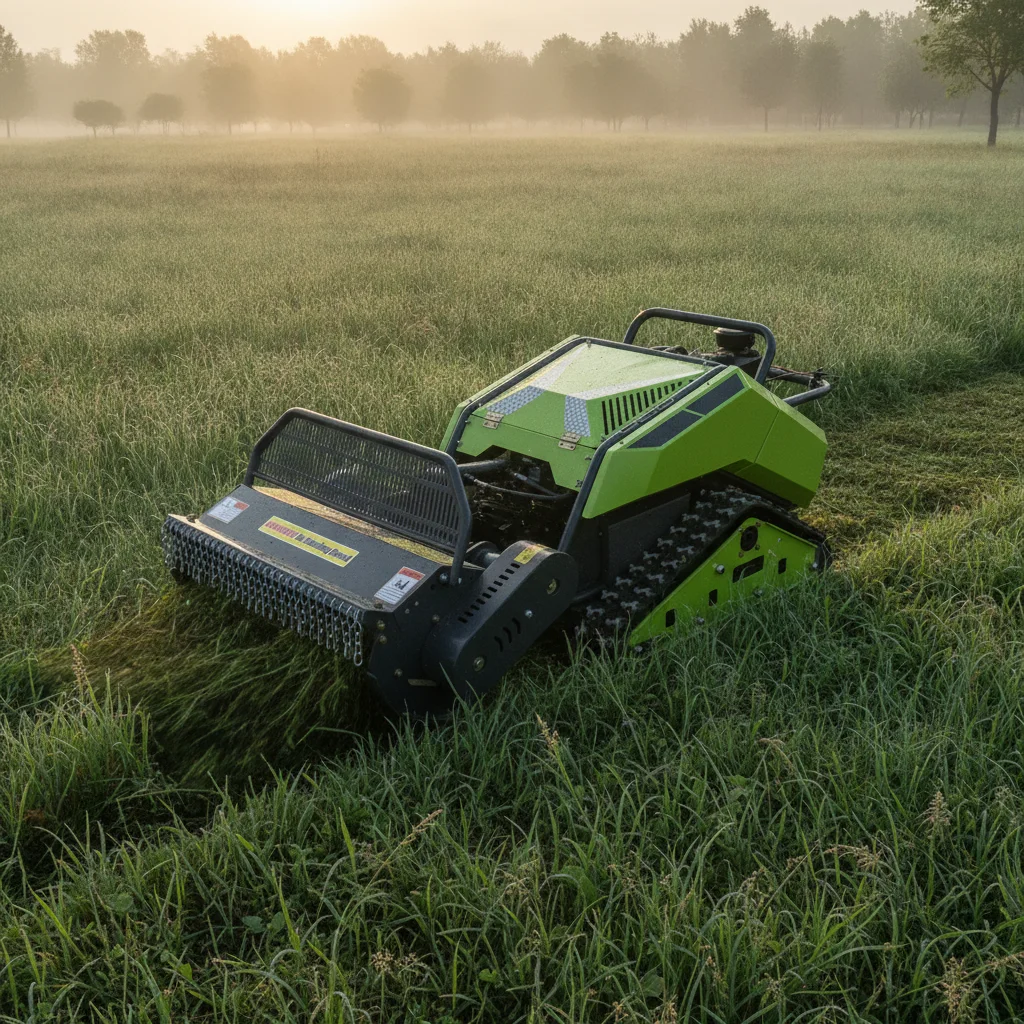 

High Efficiency Rubber Track RC Lawn Mower Wireless Remote Control Grass Cutting Machine For Vineyard Sloped Lawn Care