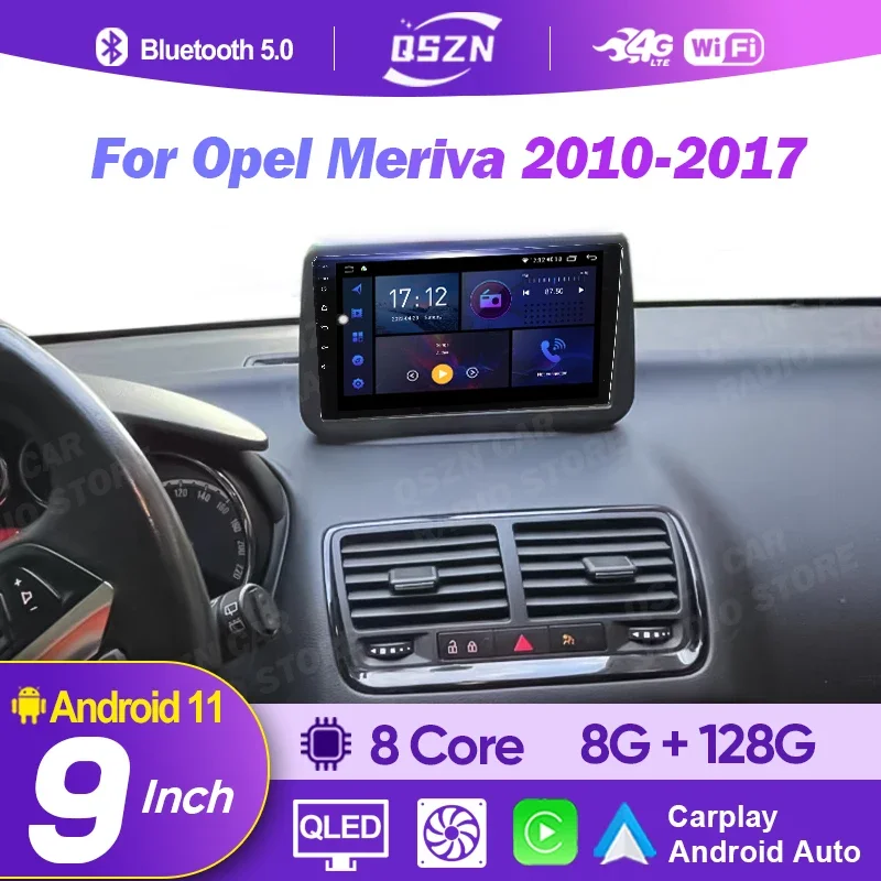 

QSZN Android 13 Car Radio Multimedia Player For Opel Meriva 2010 - 2017 Navigation Wifi Carplay Auto Stereo DSP 2K QLED 12G+256G