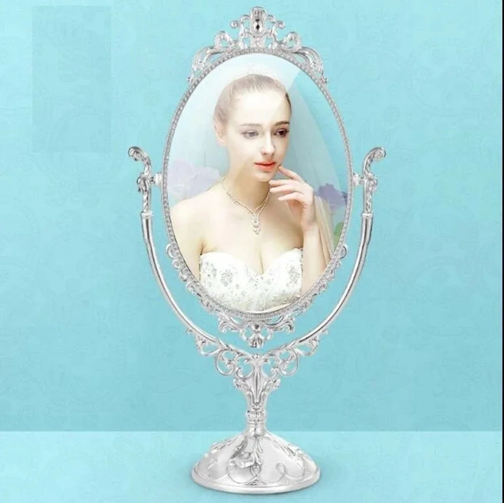 Fashion Metal Frame Double Faces Desktop Makeup  Mirror Room Decorative Mirror J043