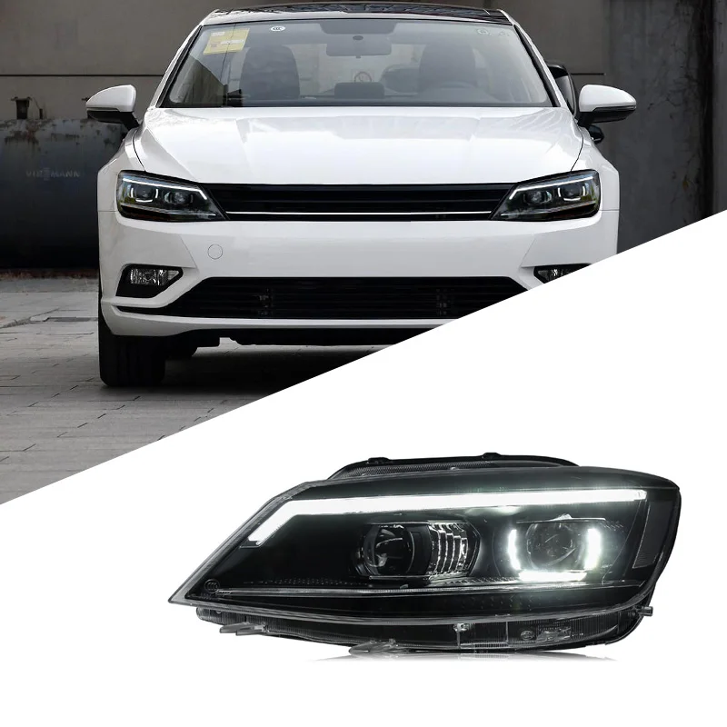 For VW Lamando Headlight Assembly Lingdu Modified 2019 High-end Led Daytime Running Lights Streamer Steering Headlights