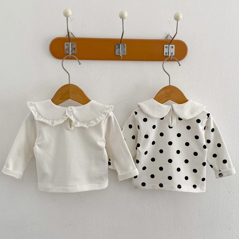 New autumn baby clothing, 0-3 year old girl t-shirt, doll neck long sleeved base shirt, versatile long sleeved T-shirt top