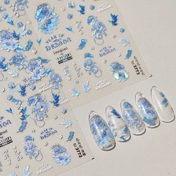 1pc 5D Noble Chinese Dragon Nail Decal Ye Xiangyun Embroidery Butterfly Red Blue Embossed Nail Art Sticker Decorative Sticker