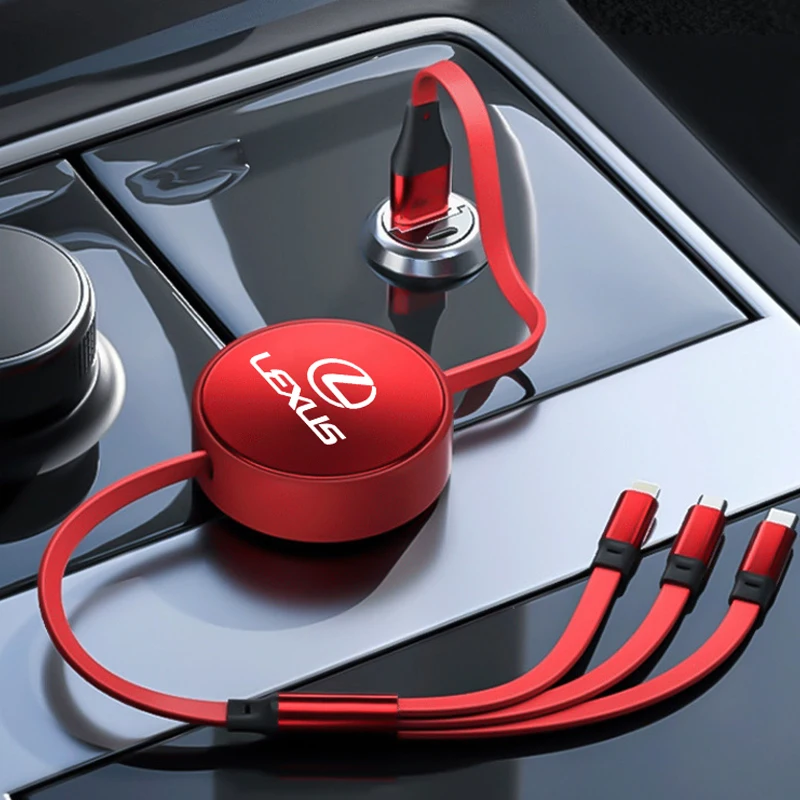 

3-in-1 Telescopic Fast Charger Metal Car Multifunctional Data Cable For Lexus RX300 IS200 IS250 ES350 Ct200h UX250h NX300h RX350