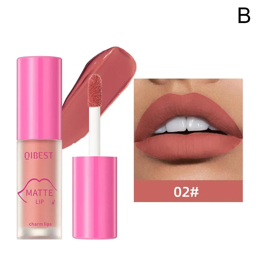 Qibest 8-color Lip Glaze Matte Liquid Lipstick Makeup Gloss Sexy Lip Cosmetics Waterproof Velvet Gloss Lip Long-lasting L6c5