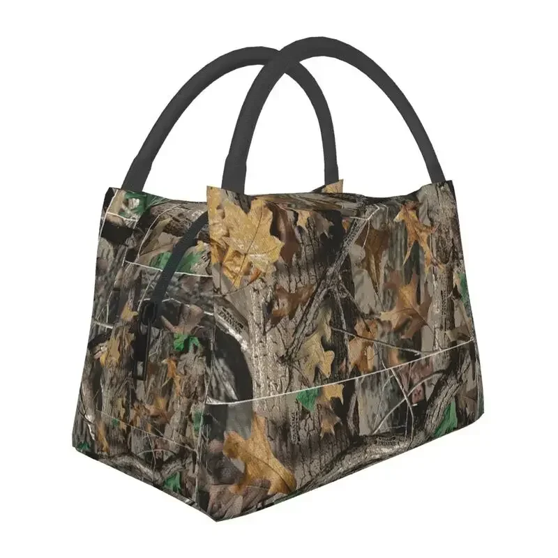 

Real Tree Hunting Camo Camouflage Portable Lunch Boxes for Women Multifunction Thermal Cooler Food Insulated Lunch Bag