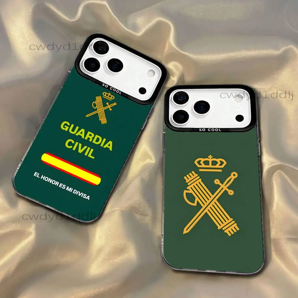 

Spanish Guard Civil Emblem Phone Case For iPhone 17,16,15,14,13,12,11,X,8,7,Pro,Max,Plus,SE4,Air,Mini IMD Gray Hard Matte