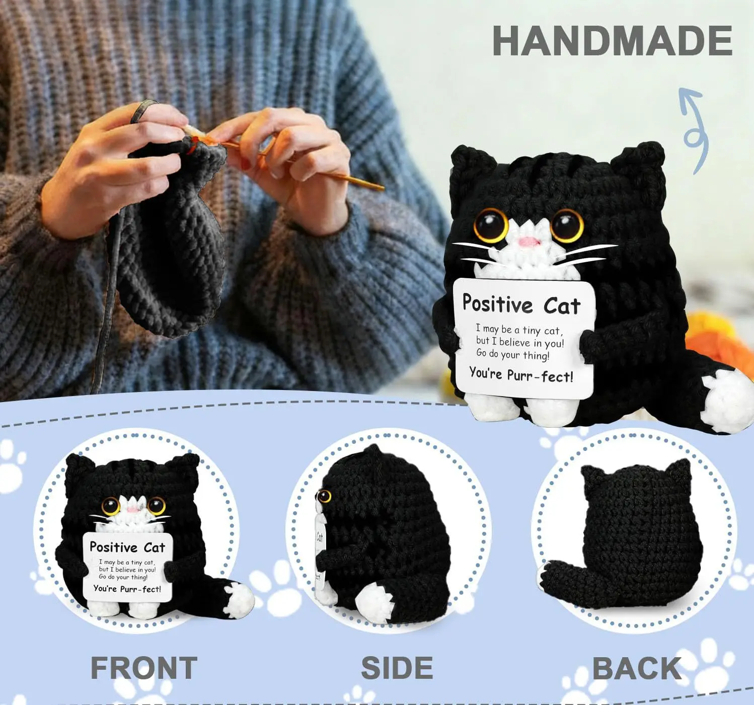 Cute Positive Crochet Animals, Emotional Support Gift