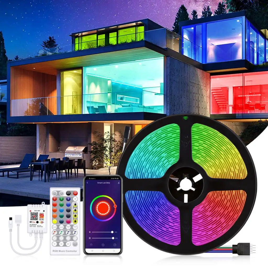 LED ışık şeritleri Bluetooth WIFI denetleyici Neon RGB 5050 dekorasyon arka ışık lamba bandı gece lambası aydınlık dize yatak odası için