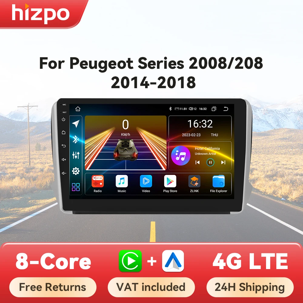 Hizpo 7862 Car Intelligent Systems For Peugeot 2008 208 2014 - 2018 Wireless CarPlay Android Auto No 2 din 2din DVD Multimedia