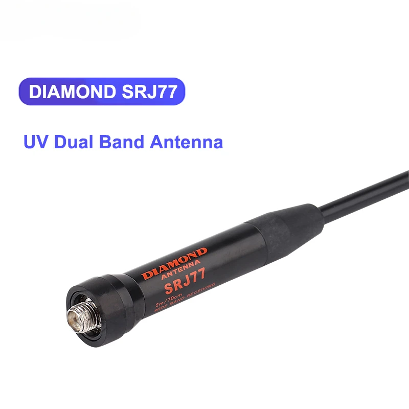 

New Original Diamond SRJ77 Handheld Radio Antenna 144/430MH UHF/VHF Dual Band Soft Whip Antenna Amplifier for Walkie Talkie 45cm