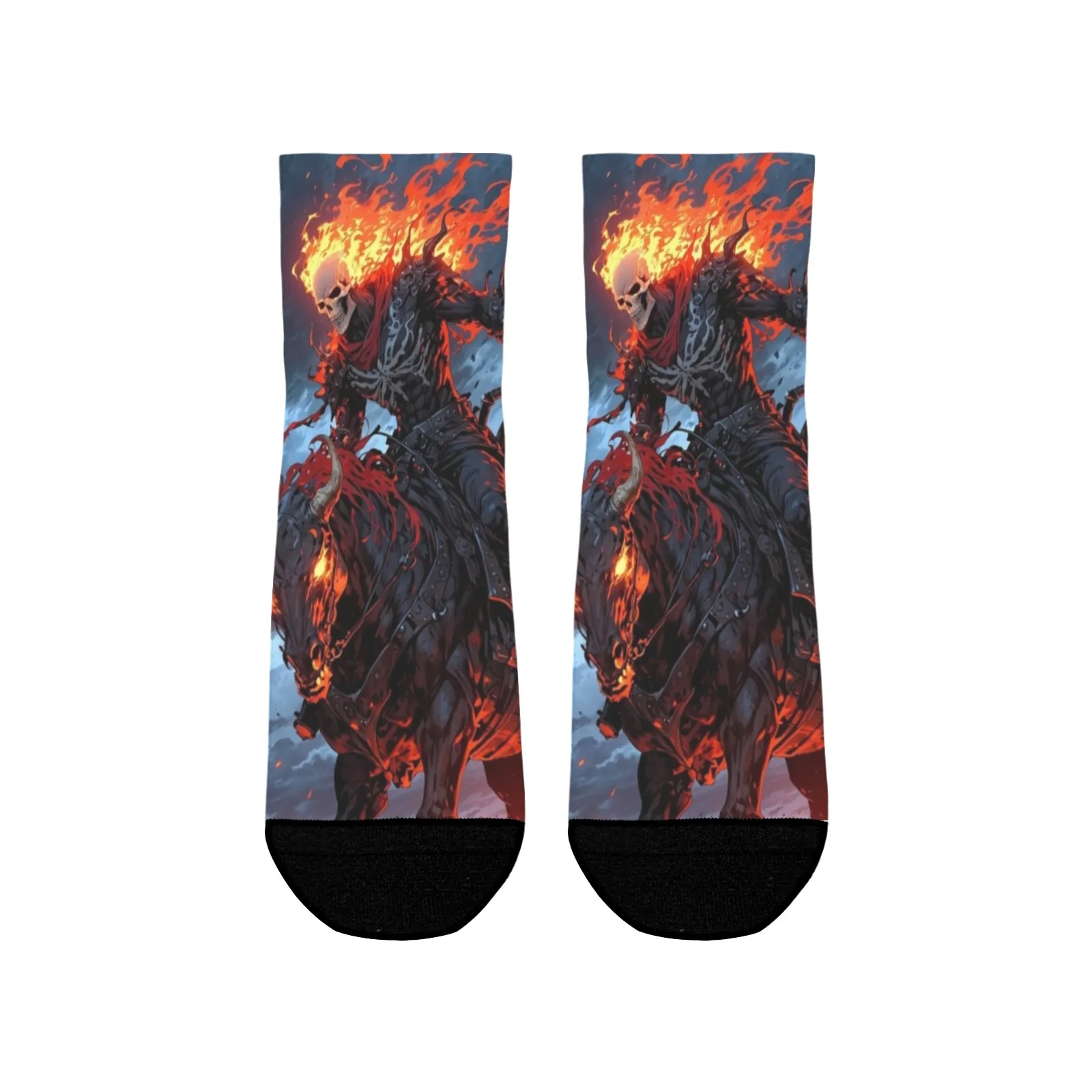 

1 пара носков с героями мультфильмов Cool Flame Skull Rider — высококачественные, удобные и прочные — идеально подходят для модной моды и уникальной одежды