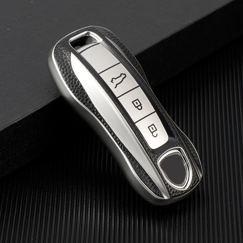 

For Porsche Panamera Cayenne 971 911 9YA Boxster TPU Car Remote Smart 3Button Key Case Protecticve Cover Holder Keychain