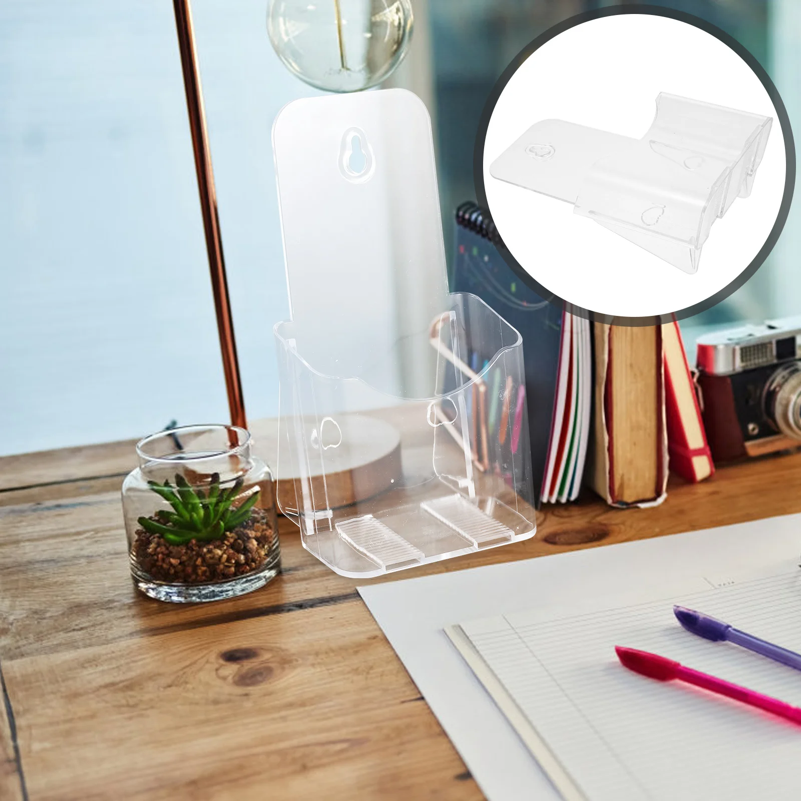 

Wall-mounted Document Organizer File Rack Book Display Stand Clear Plastic Shelf Office Use Sturdy Storage Solution