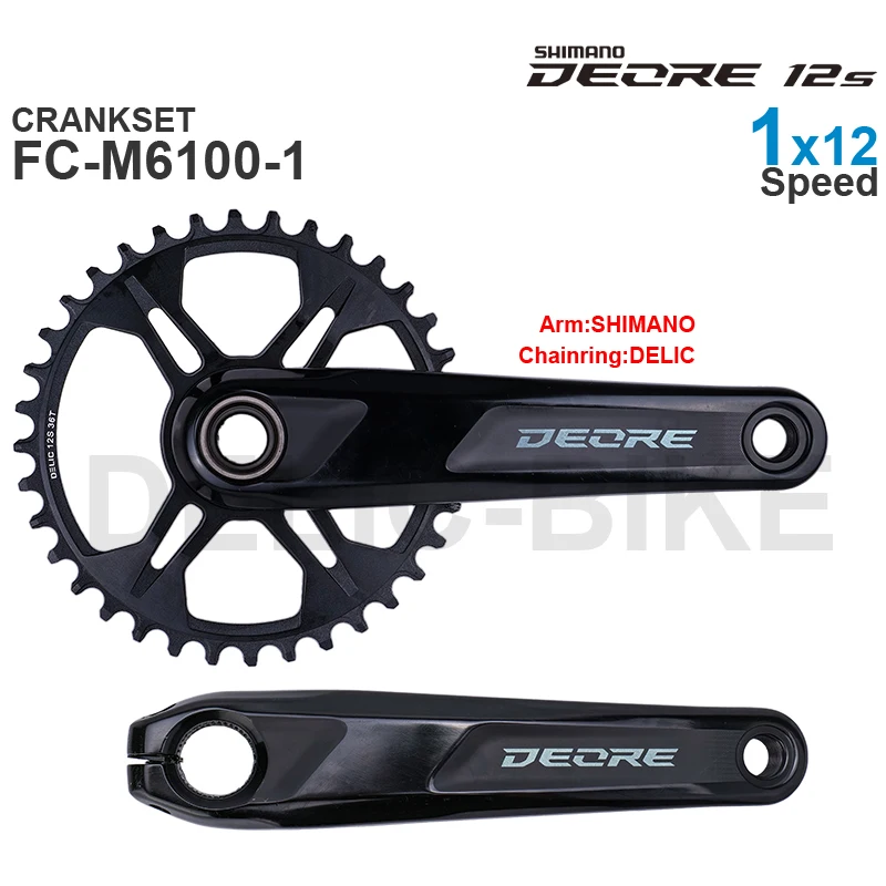 SHIMANO DEORE FC-M6100-1 FC-M6120-1 MTB Crankset with DELIC Chainring 32 34 36T 1x12-speed