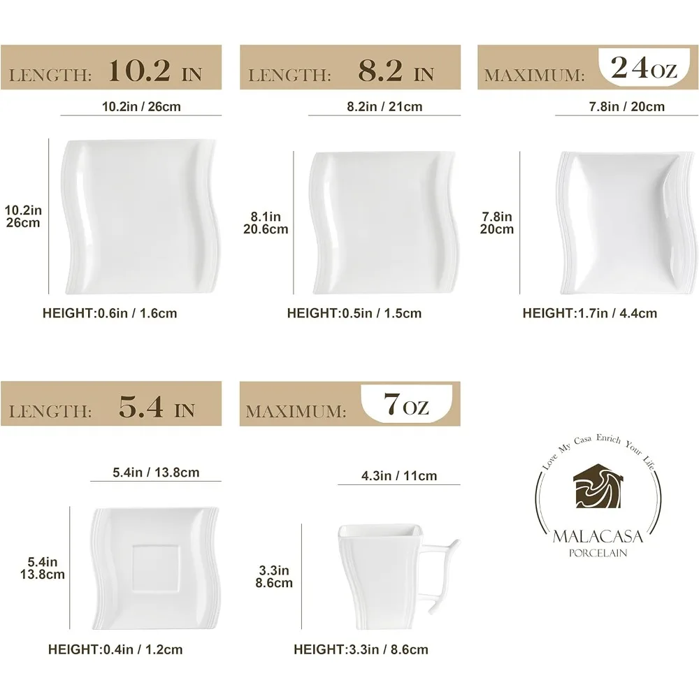 Imagem -04 - Complete Porcelain Dinnerware Grupo Marfim Branco Dinnerware Sets Pratos de Jantar 30 Pcs Pratos